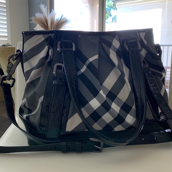 Burberry Black and Gray Checkered Tote - Picture 1 of 8
